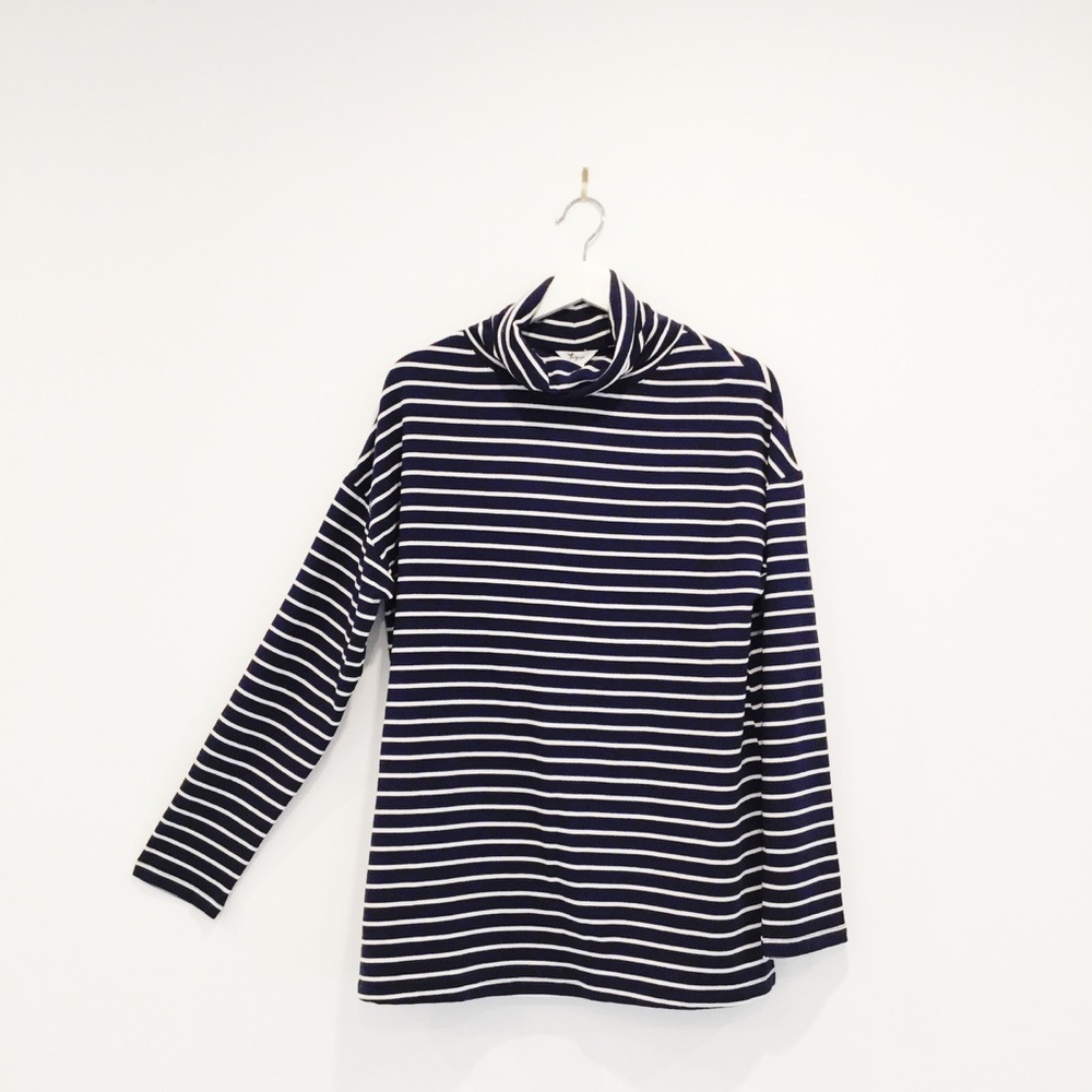 NWT Women's Thyme Maternity Comfy Oversized Striped Turtleneck Top M / XXL